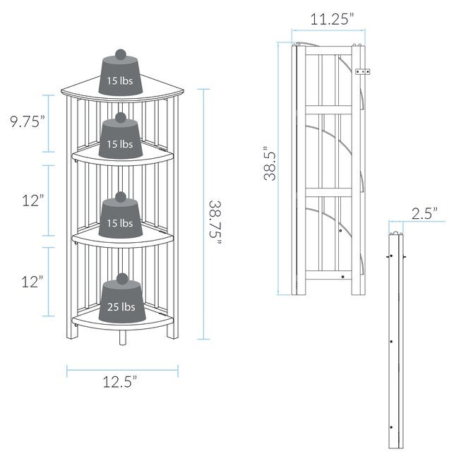 4-Shelf Corner Folding Bookcase-Black, , alternate image number 6
