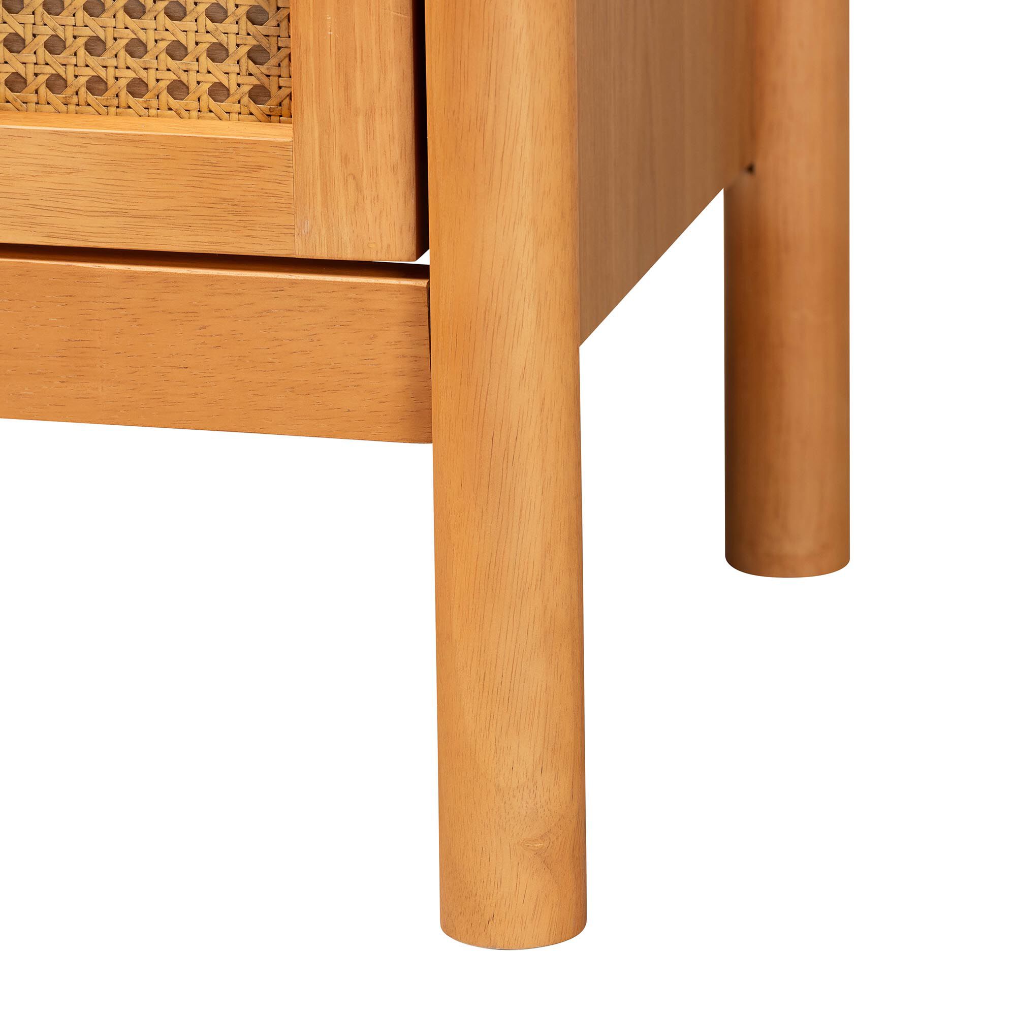 Jenn Golden Brown Wood Japandi 2-Drawer Nightstand with Distressed-Finished Rattan, BROWN, alternate image number 6
