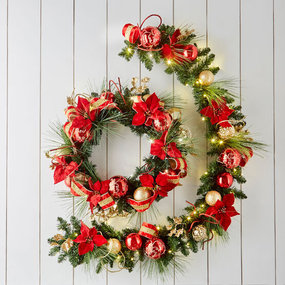 24" Pre-Lit Red Ribbon Wreath, , alternate image number null