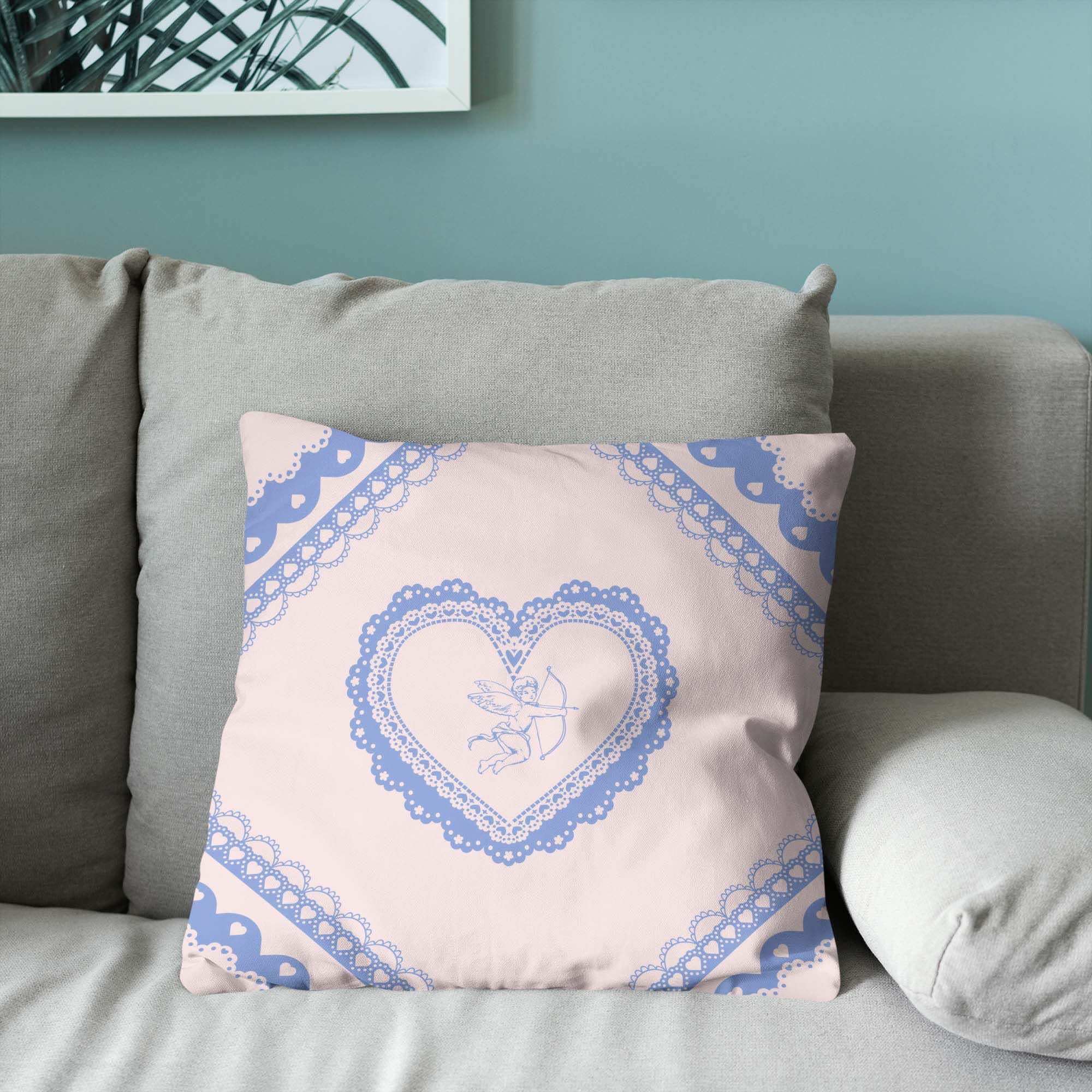 Valentine's Day Vintage Hearts Throw Pillow 18X18 Inches, HEART PILLOW, alternate image number 3