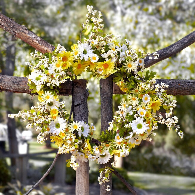 Mixed Daisy Floral Wreath 24 inchesD, , alternate image number null