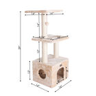 3-Tier Real Wood Cat Condo With Sisal Scratching Post 39", , alternate image number null