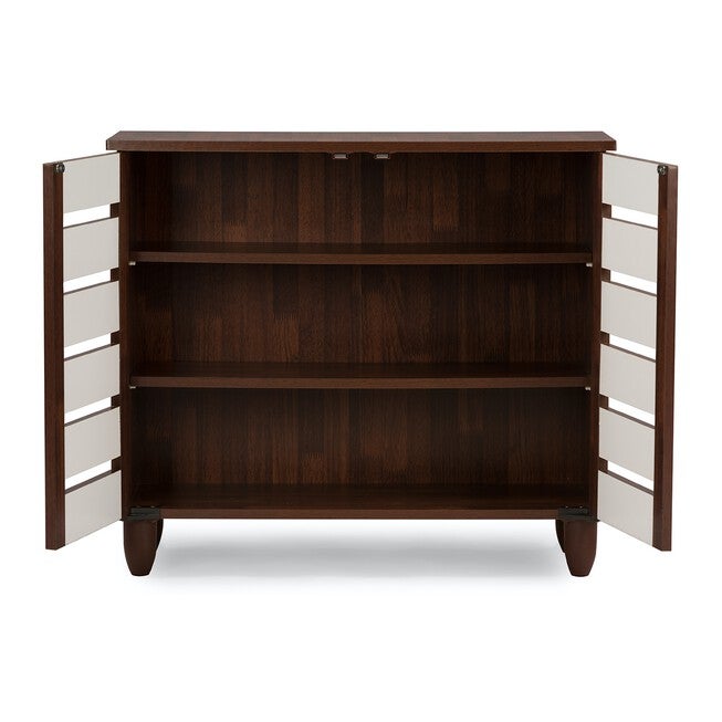 Gisela Oak and White 2-tone Shoe Cabinet With 2 Doors, , on-hover image number 1