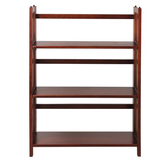 3-Shelf Folding Stackable Bookcase 27.5" Wide-Walnut, WALNUT, hi-res image number null
