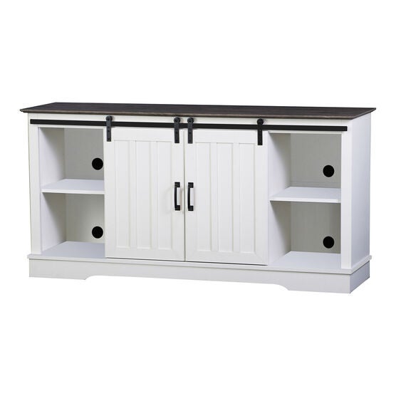 Finley 56-inch TV Stand with 2 Barn Doors, GRAY WHITE, hi-res image number null