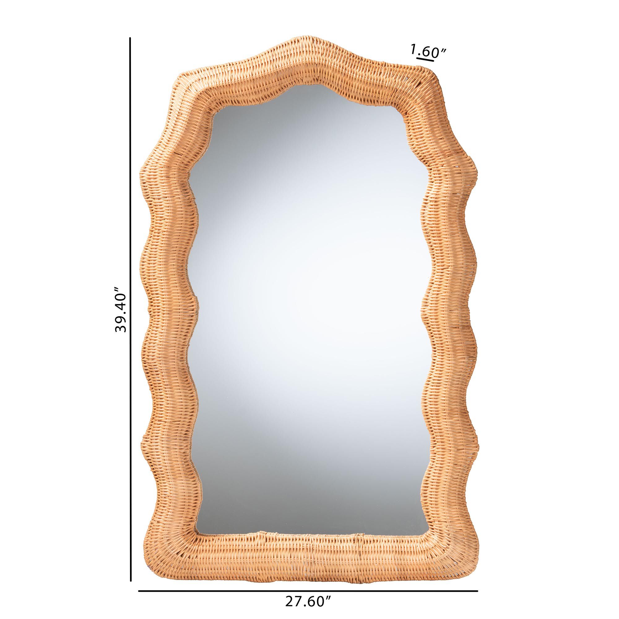 Daray Scalloped Natural Rattan Wall Mirror, NATURAL, alternate image number 5