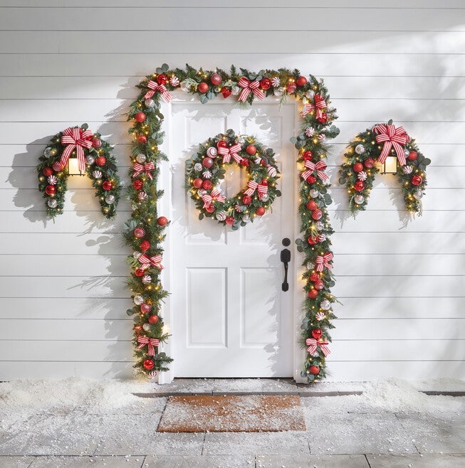 26 inches Pre-Lit Christmas Cheer Wreath, , on-hover image number null