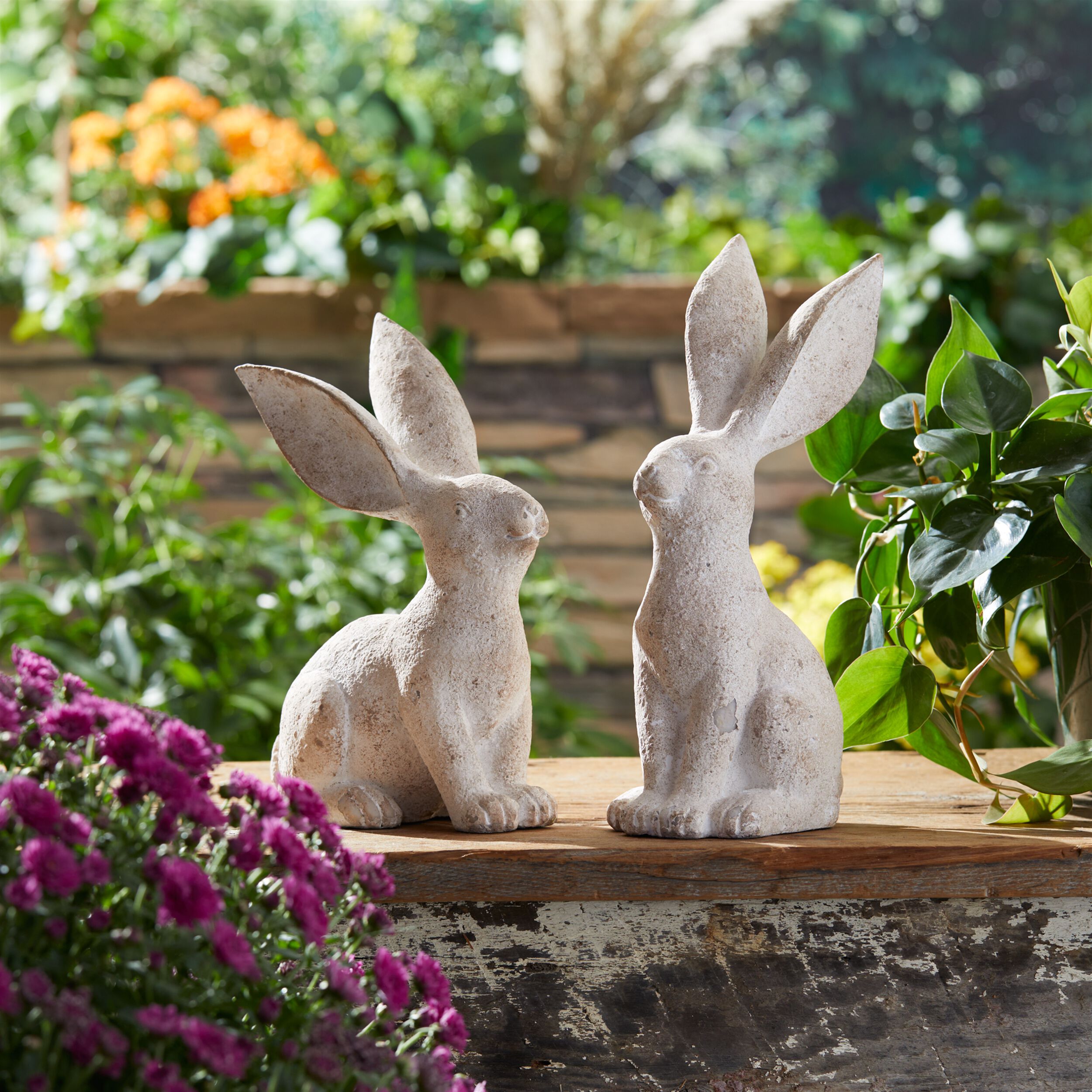 Long Ear Rabbit Figurine Set of 4, BEIGE, alternate image number 1