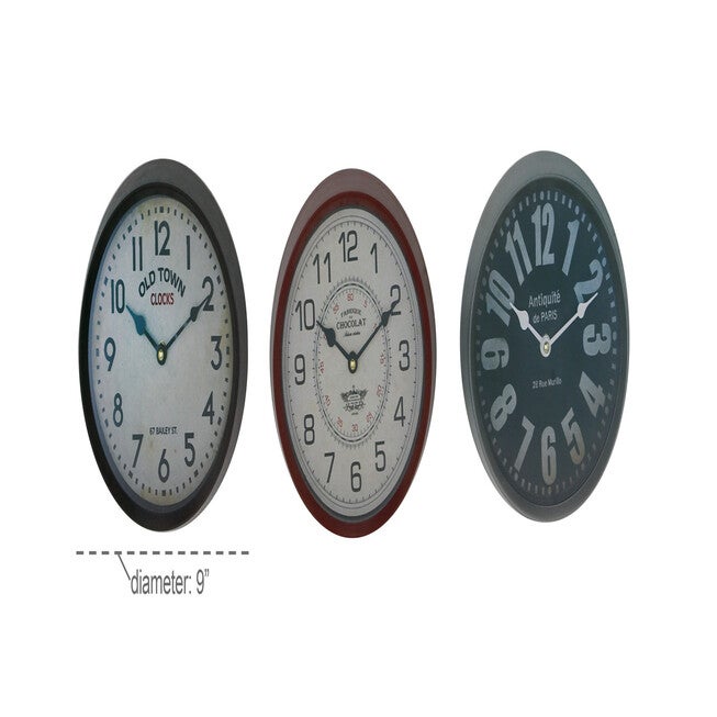 Set Of 3 Multi Colored Metal Wall Clock, , alternate image number 7