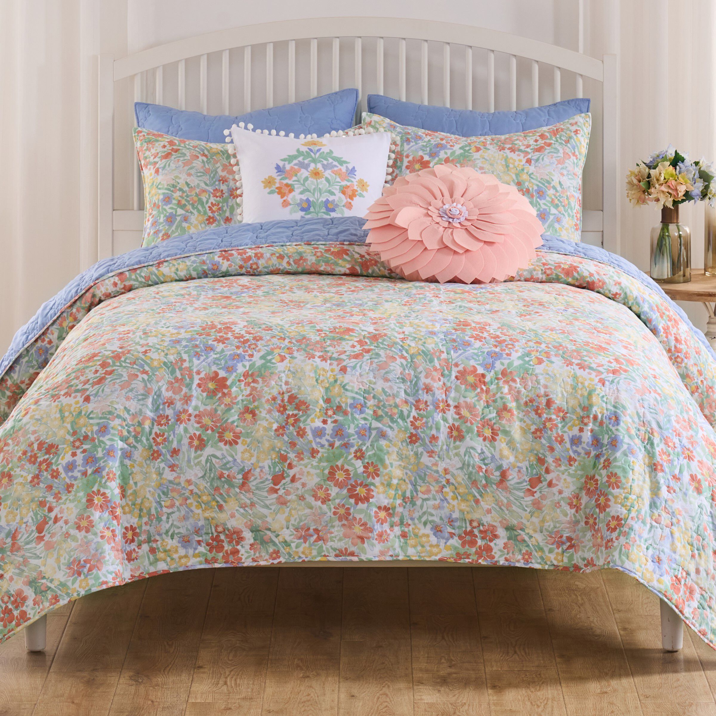 Alice Floral Meadow Quilt Set, PASTEL, hi-res image number 0
