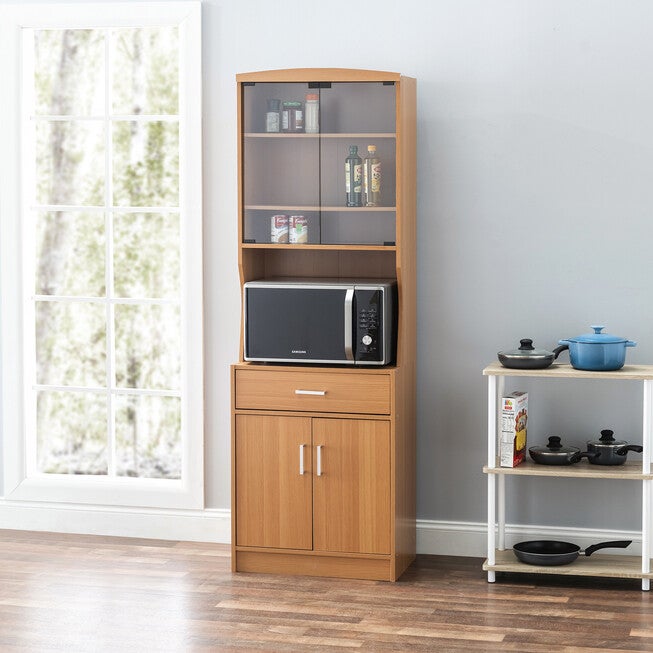 Home Basics Large Wood Microwave Cabinet, , on-hover image number null
