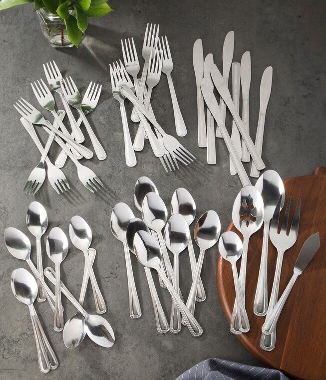Gibson Home 45-Pc. Aston Flatware Set With Tray, STAINLESS STEEL, hi-res image number null