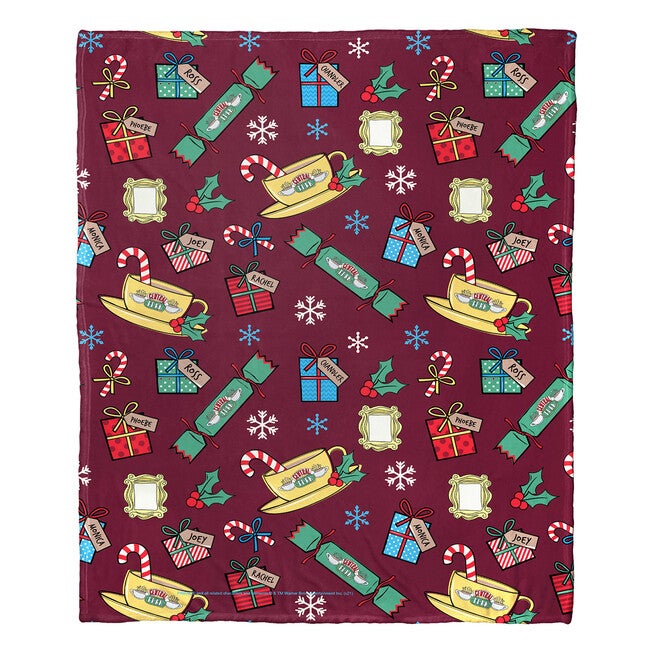 Wb Friends Christmas Pattern Silk Touch Throw Blanket, , on-hover image number 1