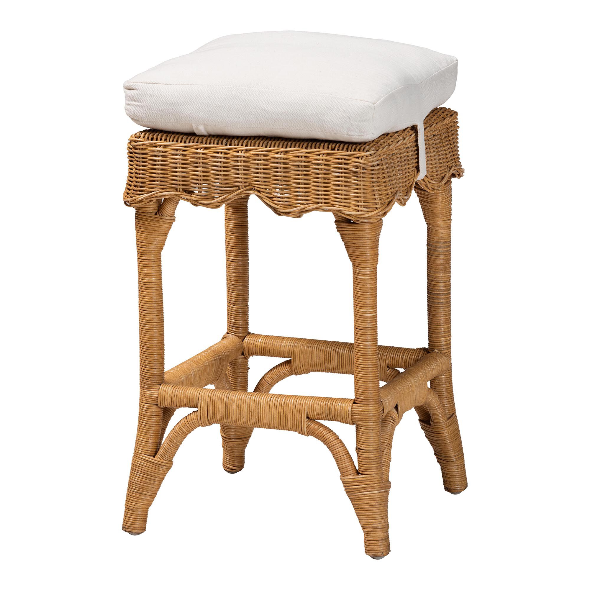 Muy Bohemian Scallop Honey Rattan Counter Stool, HONEY, alternate image number 1
