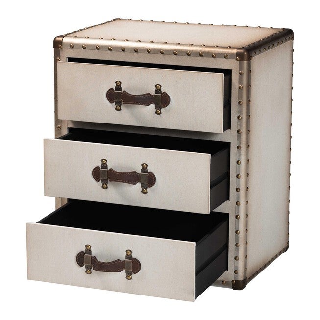 Mallison Vintage Black Canvas 3-Drawer End Table, BEIGE, alternate image number null