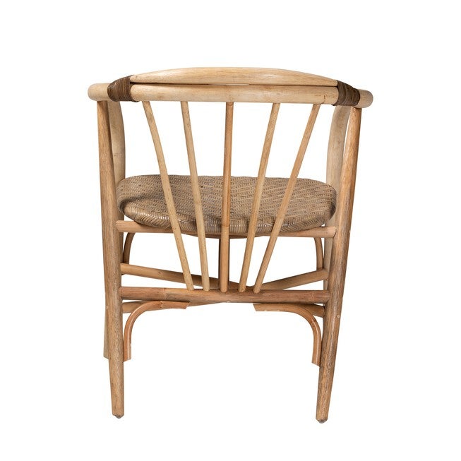 Kyoto Modern Bohemian Natural Brown Rattan 2-Piece Dining Chair Set, , alternate image number 3