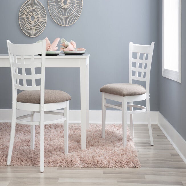 Lola Side Chair White Upholstered Set of 2, , alternate image number 6