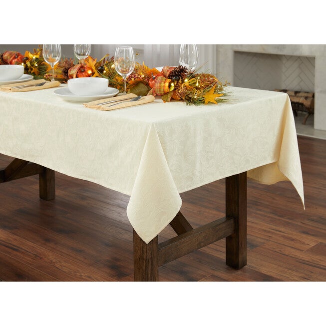 Damask 52 inches Sq. Tablecloth, IVORY, hi-res image number null