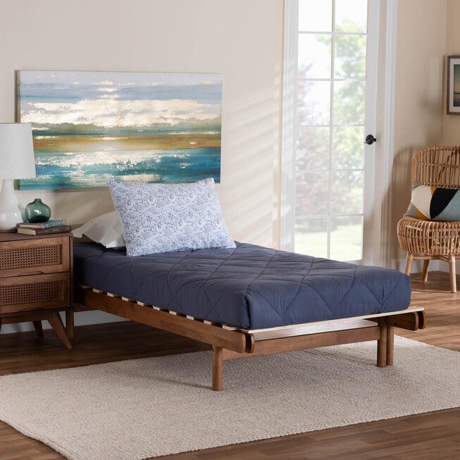 Bolivia Mid-Century Modern Walnut Brown Wood Expandable Twin To King Bed Frame, , alternate image number null