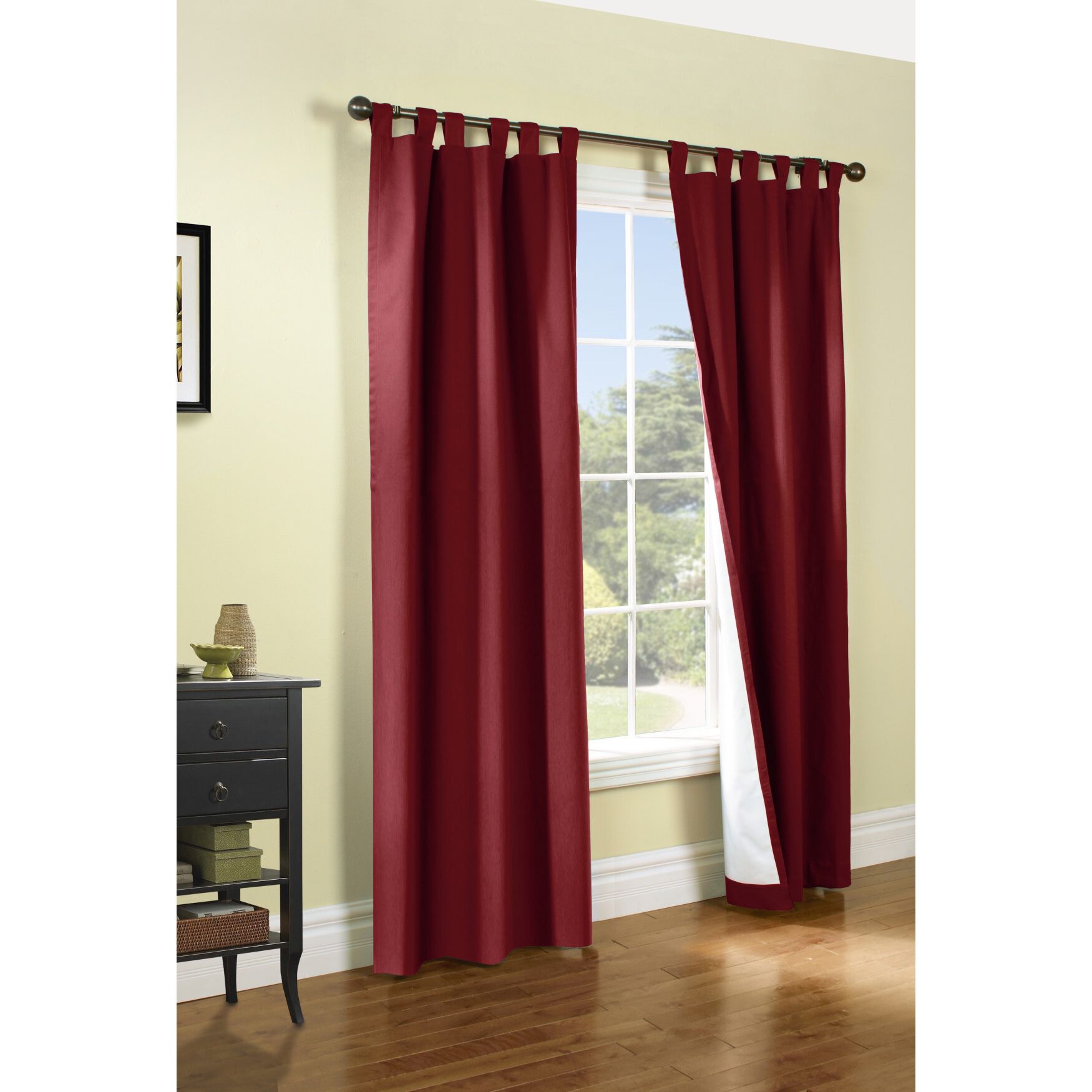 Weathermate Room Darkening Tab Top Curtain Panel Pair, BURGUNDY, hi-res image number 0