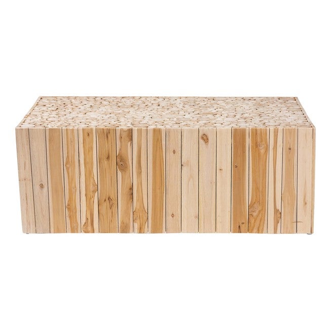Grayson Bohemian Natural Teak Wood Coffee Table with Unique Repurposed Wood Logs, NATURAL, alternate image number null