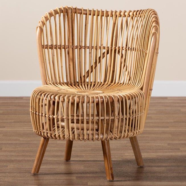 Nagoya Modern Bohemian Natural Rattan Wide Seat Lounge Chair, , alternate image number null