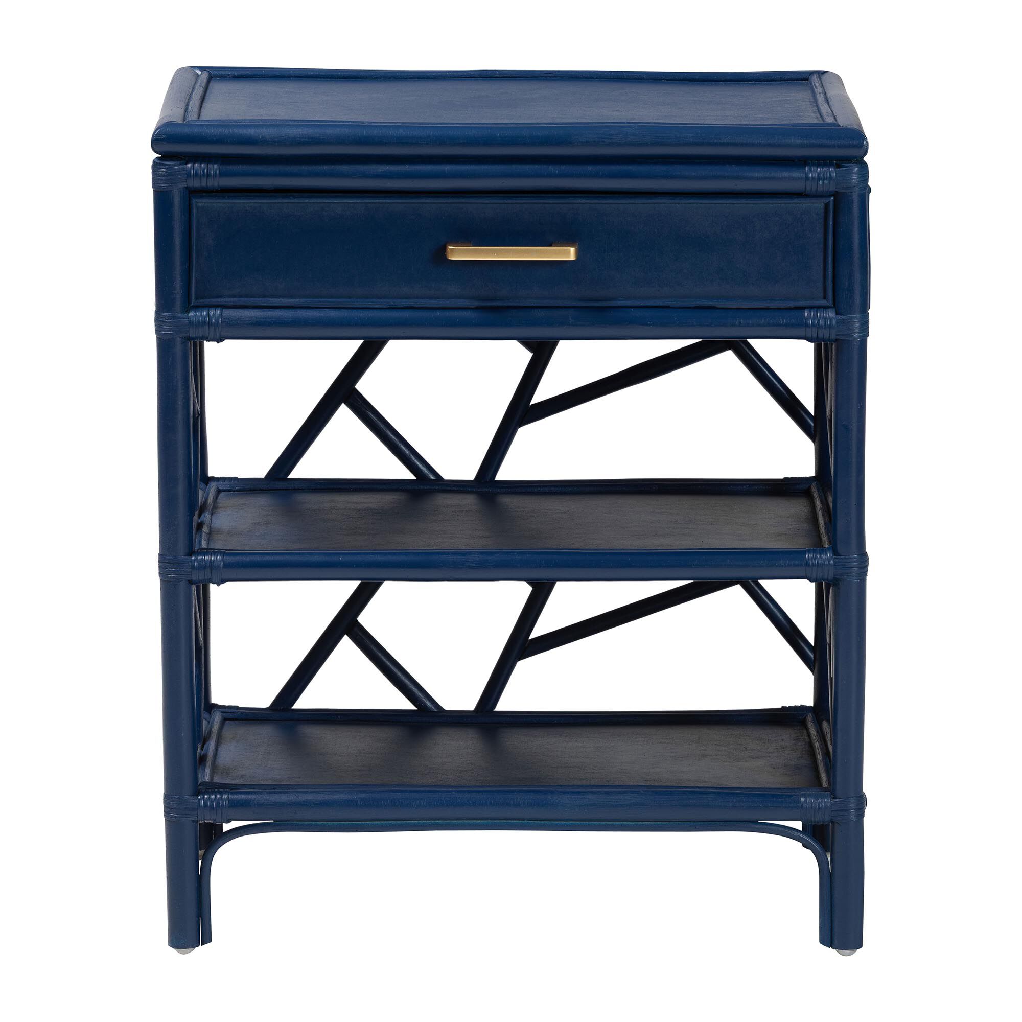 Daina Natural Rattan Nightstand, White, BLUE, alternate image number 3