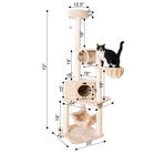 Real Wood 72" Cat Tower Entertainment Furniture With Lounge Basket, Perch, , alternate image number null