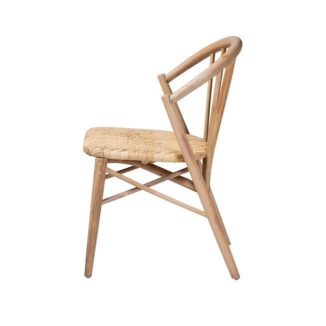 Kobe Mid-Century Modern Natural Brown Finished Wood and Rattan Dining Chair, , alternate image number 8