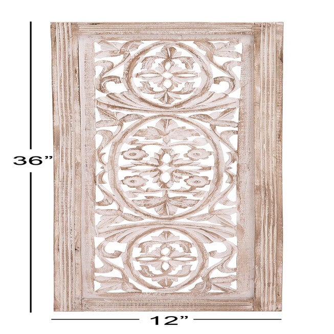 Cream Traditional Floral Mango Wood Wall Décor, , alternate image number 6
