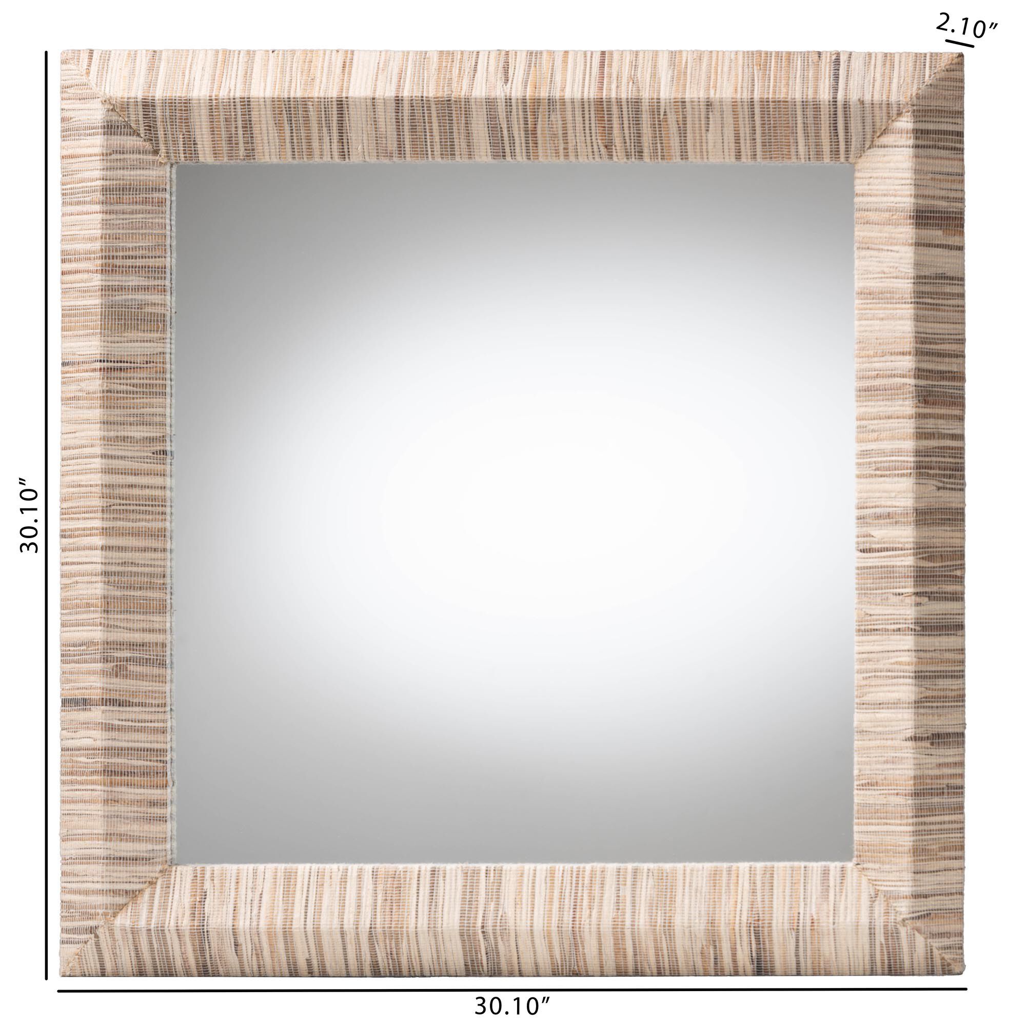 Adino Bohemian Woven Natural Grasscloth Square Accent Mirror, NATURAL, alternate image number 5