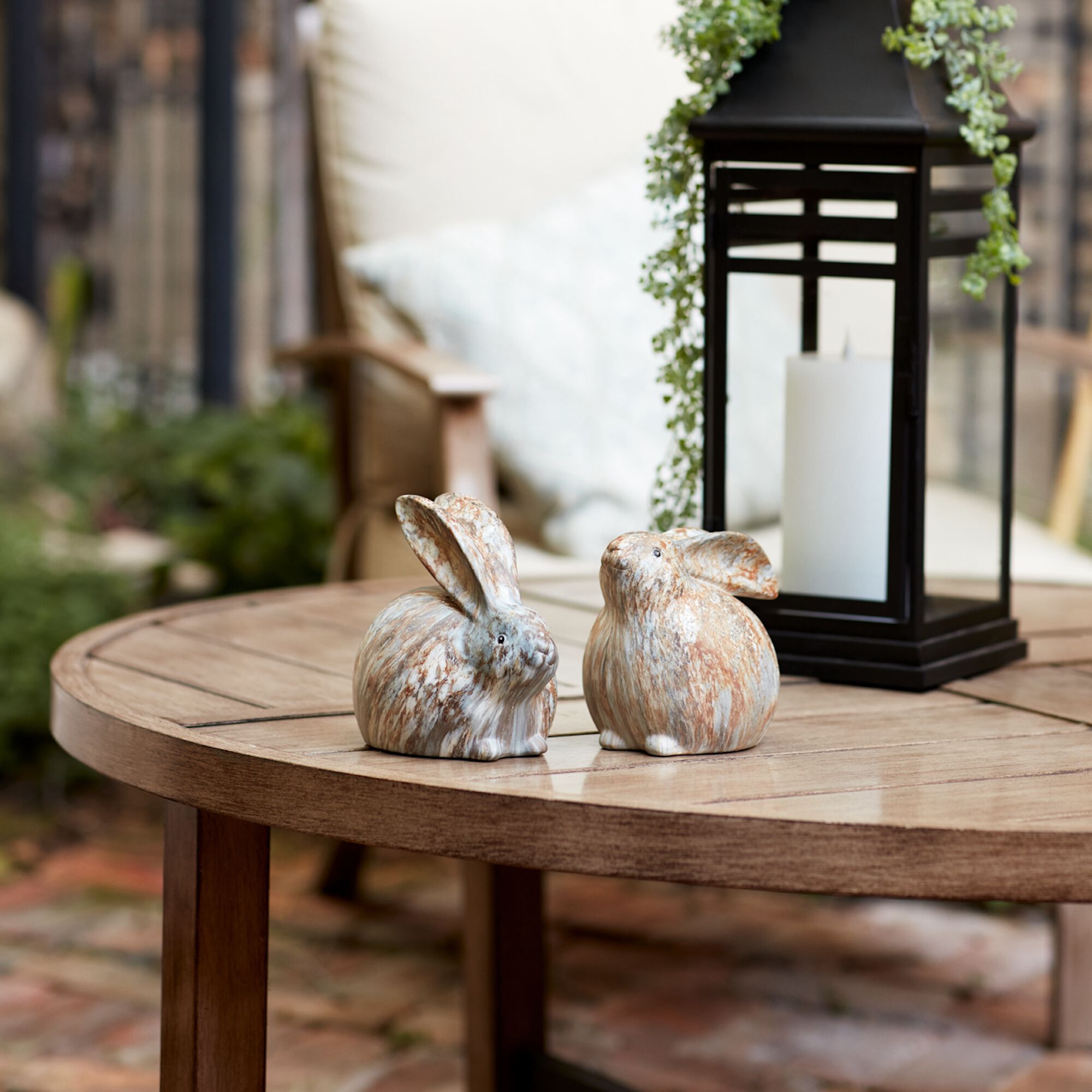 Rabbit (Set of 2) 6 inchesH Resin, WHITE/GREY/BROWN, alternate image number 1