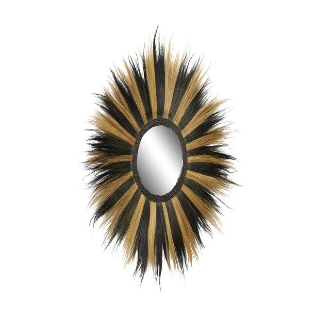 Black Boho Style Sea Grass Wall Mirror, BLACK, hi-res image number 0