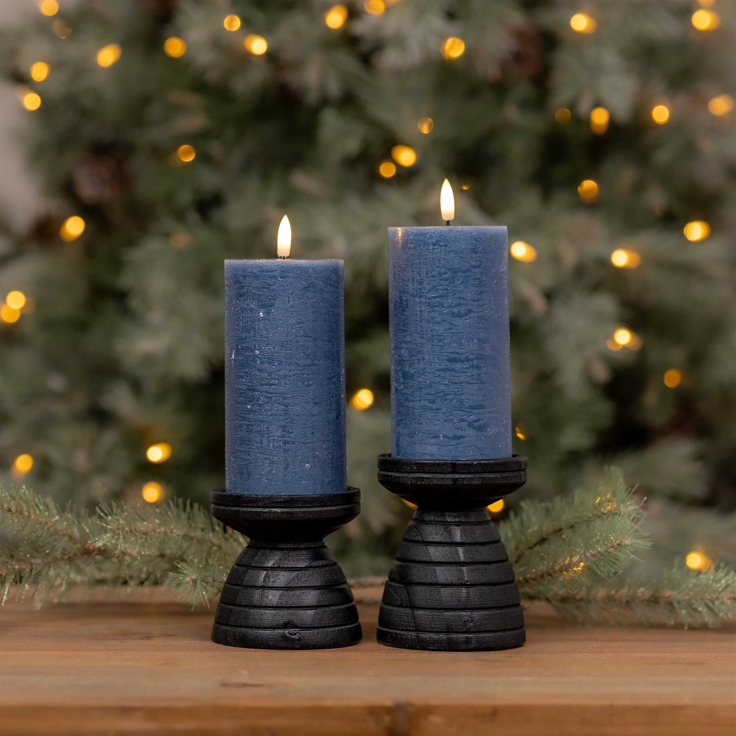 FIA Wick Blue Pillar Candle (Set of 2), BLUE, alternate image number 2