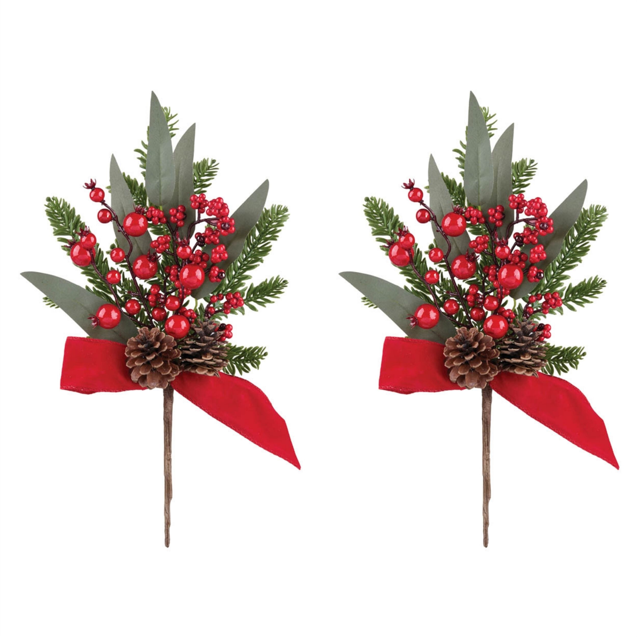 Fresh Touch Pine Berry Cone Spray (Set of 2), RED GREEN BROWN, alternate image number 3