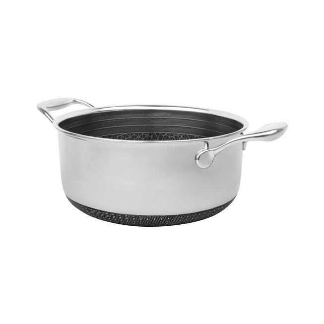 LIVWELL DiamondClad™ 6 Quart Hybrid Nonstick Stainless Steel Stock Pot and Lid, Dishwasher Safe, PFOA-free – Silver/Black, SILVER, alternate image number null