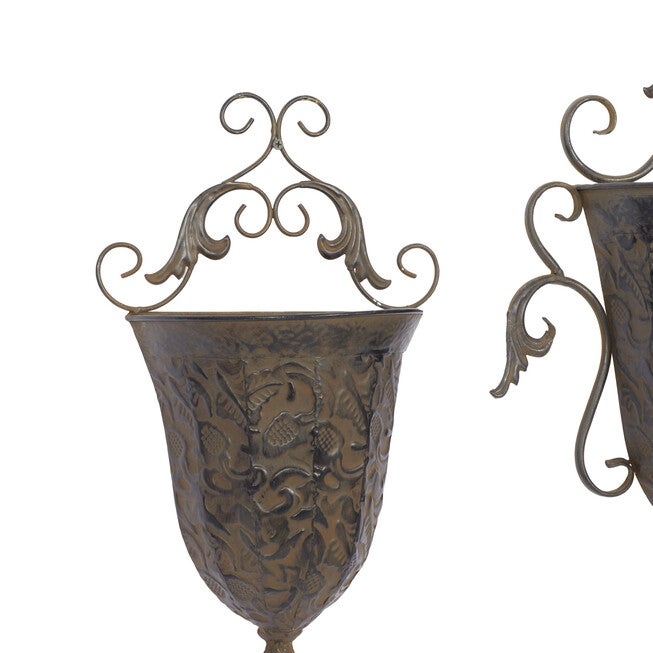 Set Of 2 Brown Metal Traditional Planter, , alternate image number 5