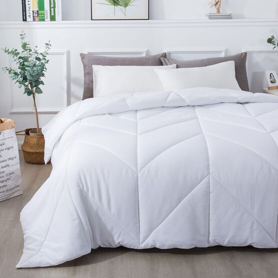 Chevron Stitch Down Alternative Comforter, White, , alternate image number null