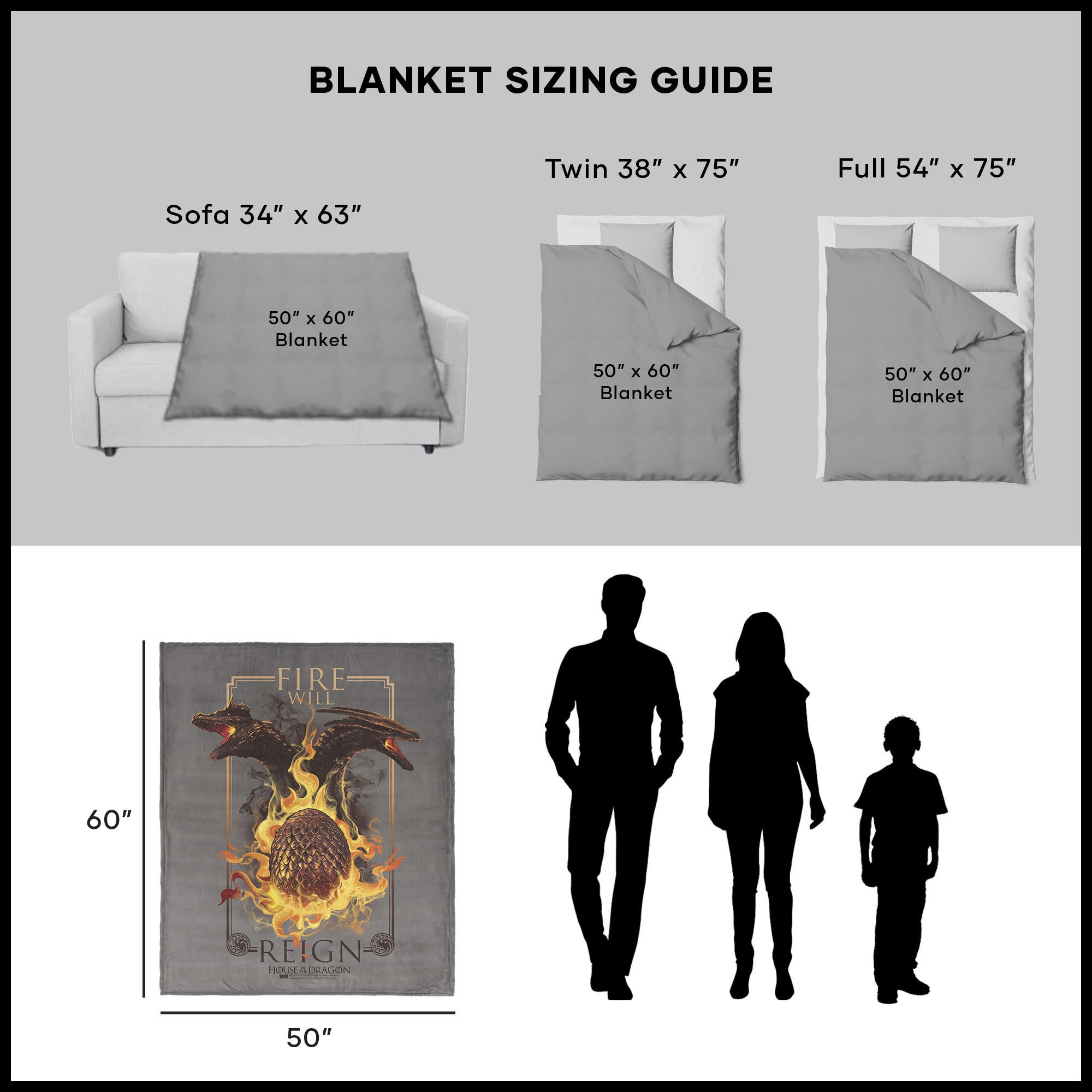 Warner Bros. House of the Dragon Let it Reign Silk Touch Throw Blanket 50x60 Inches, HOUSE DRAGON, alternate image number 5