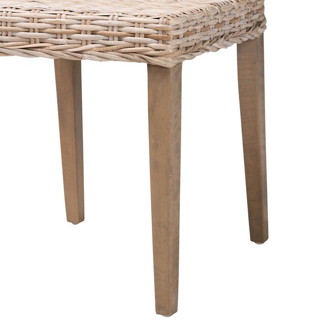Barossa Bohemian Grey Kubu Rattan And Mahogany Wood Dining Chair, , alternate image number null