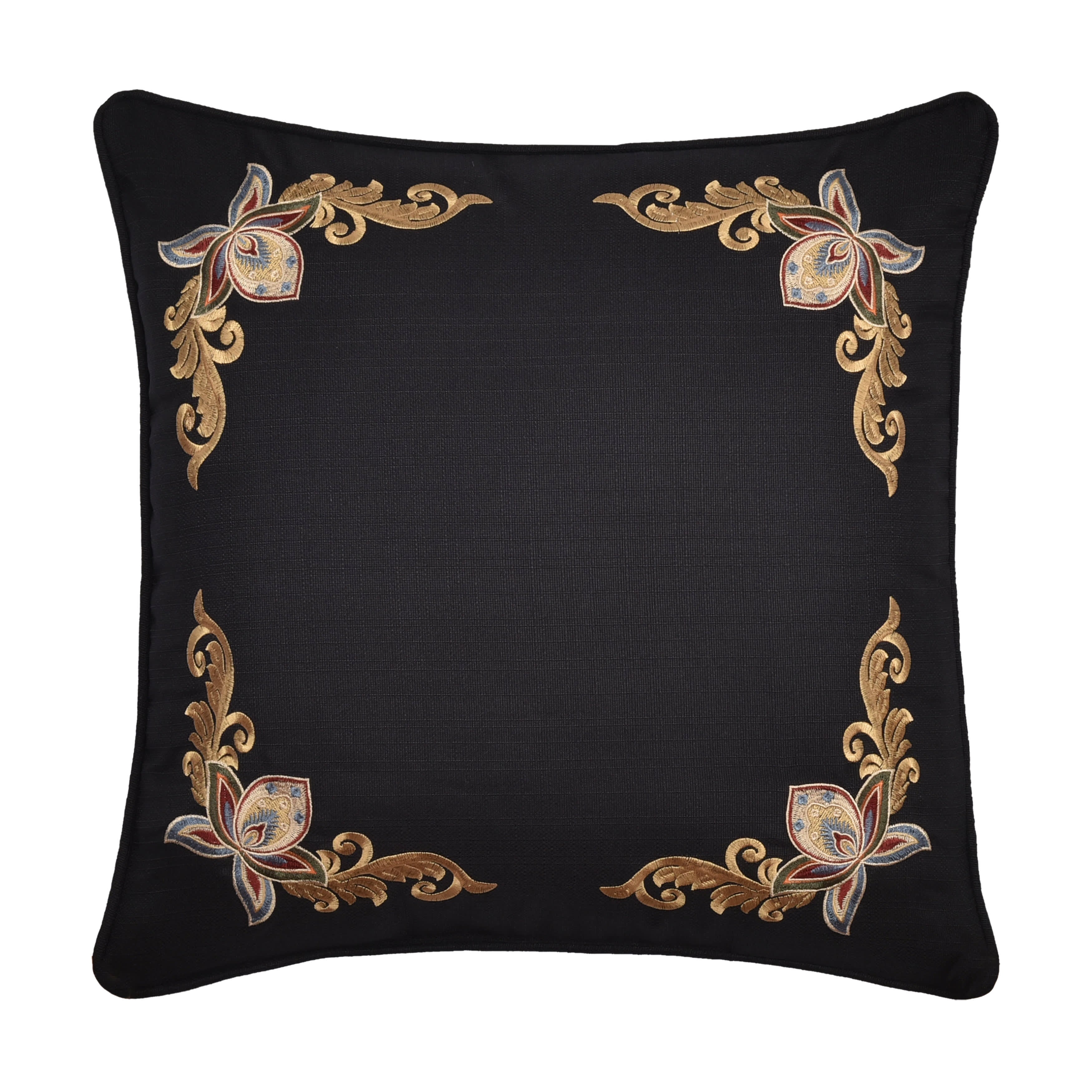 Calabria 18 Inch Square Decorative Throw Pillow, BLACK, hi-res image number null
