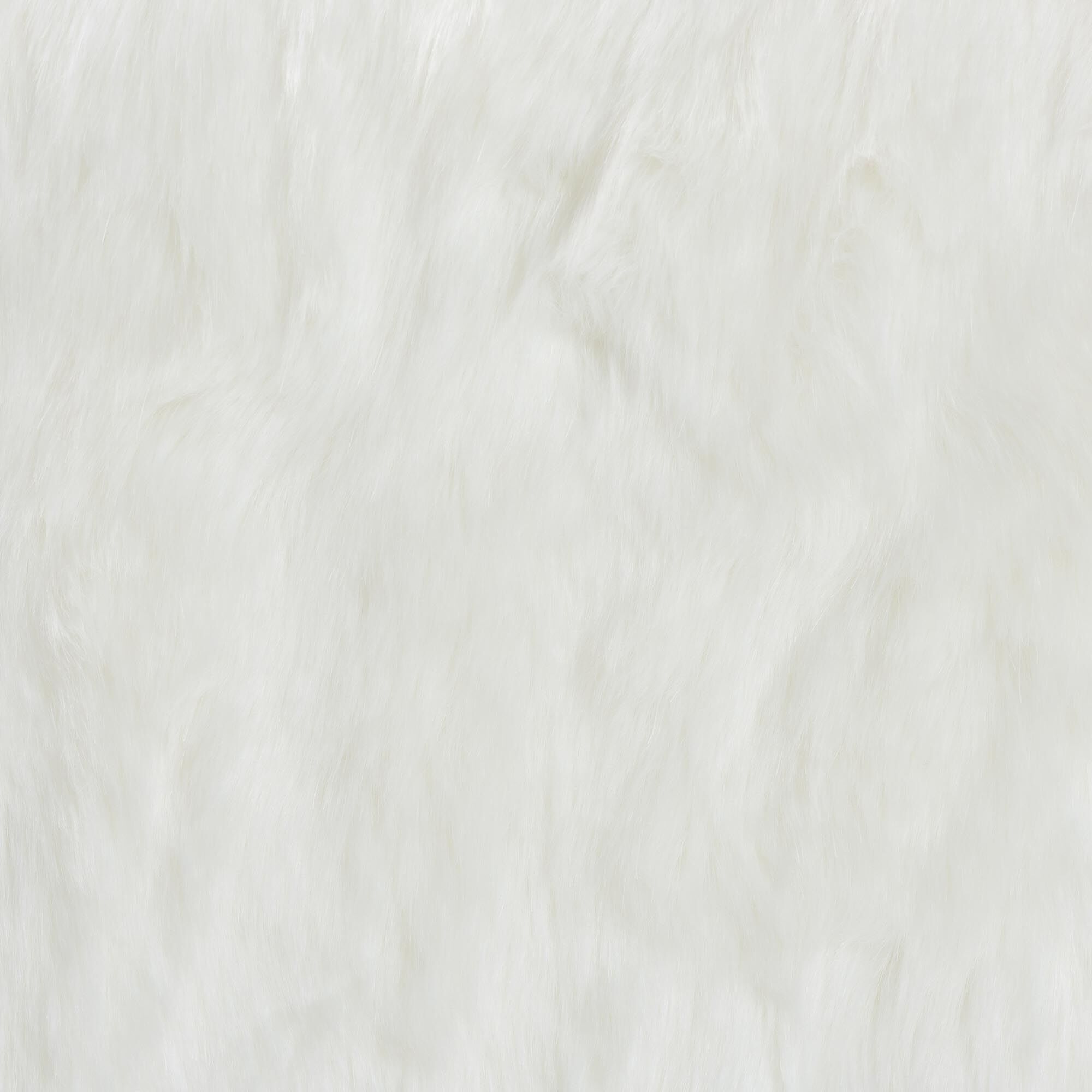 Scotlyn Faux Fur Footstool with Teak Wood Legs, WHITE, alternate image number 4