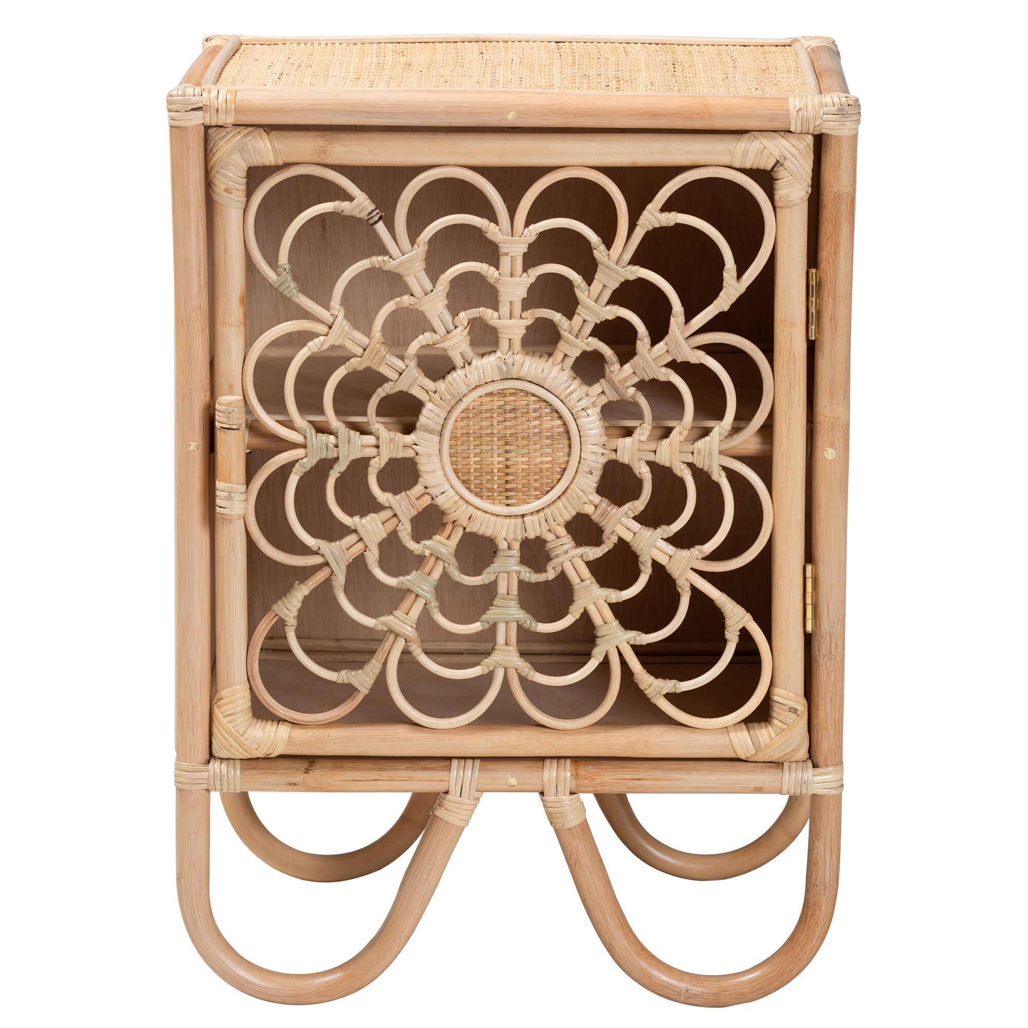 Acelin Modern Bohemian Natural Brown Rattan Nightstand, NATURAL BROWN, alternate image number 4