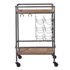 Brown Chinese Fir and Metal Industrial Bar Cart, 30x20x15, , on-hover image number null