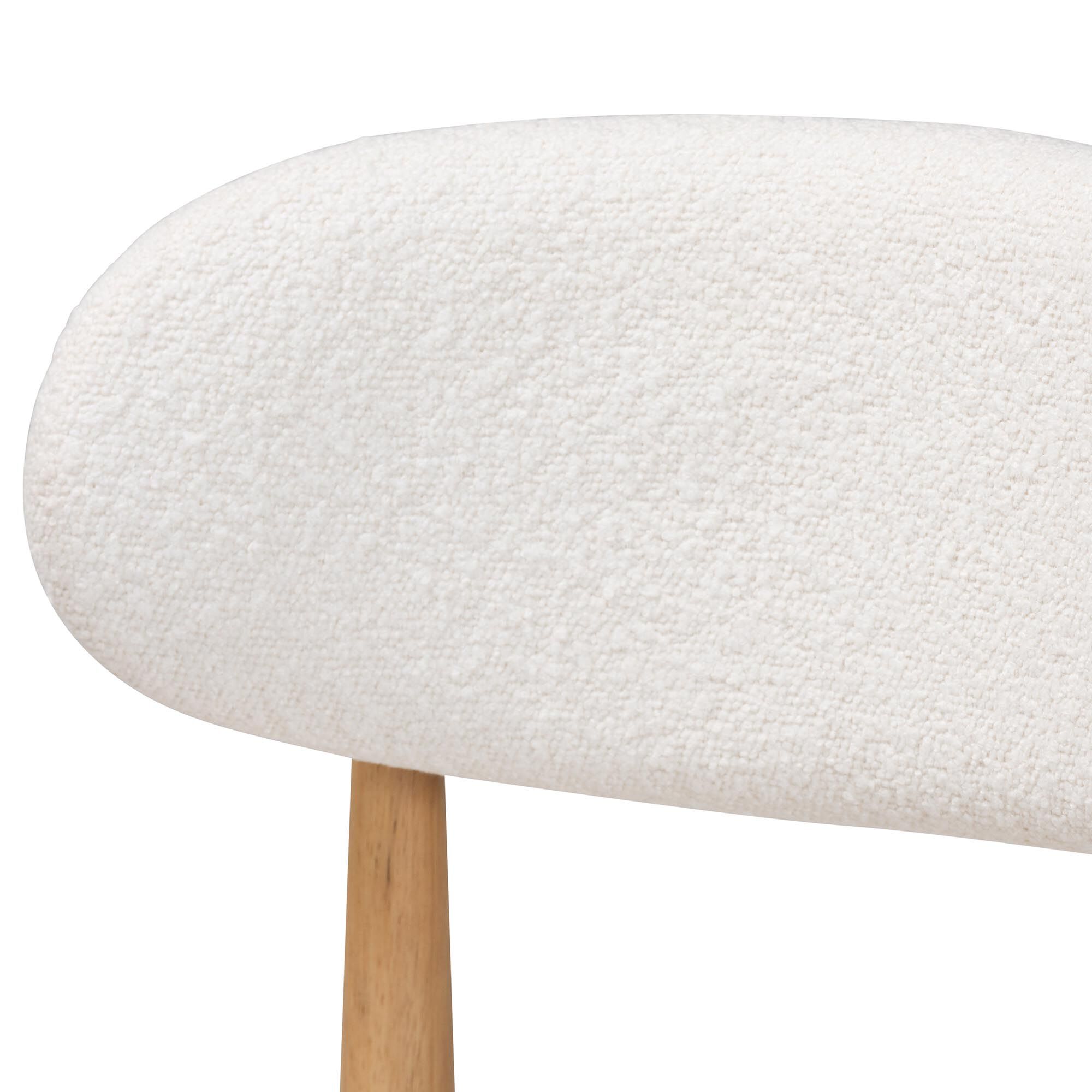 Wattsu Boucle Upholstered Dining Chair Set of 2- Mid-Century Modern Side Chair with Solid Wood Frame and Rounded Backrest, WHITE, alternate image number 4