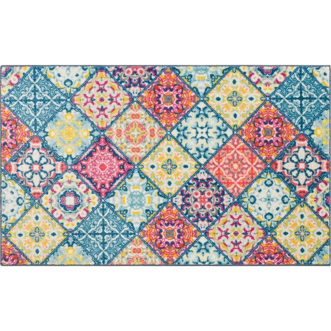 Moroccan Tile Kitchen Rug, BLUE, hi-res image number null