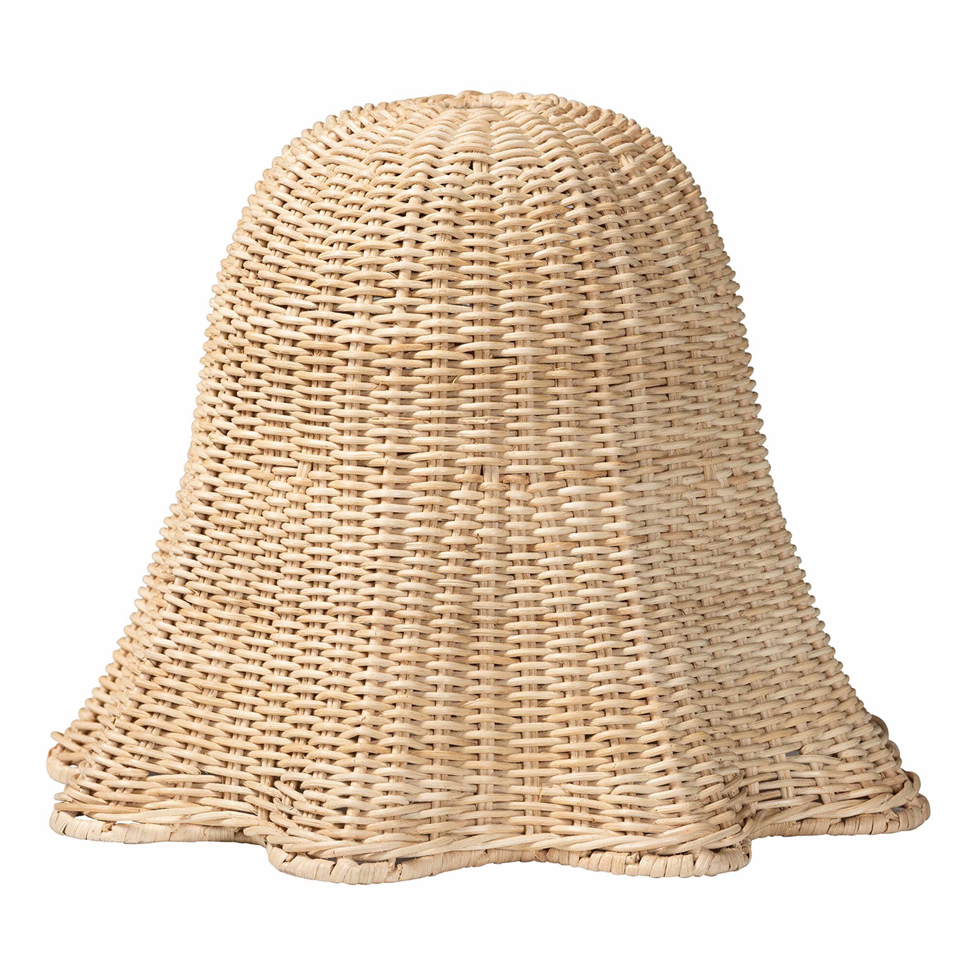 Semira Bohemian Natural Scalloped Rattan Pendant Lampshade, NATURAL, alternate image number 1