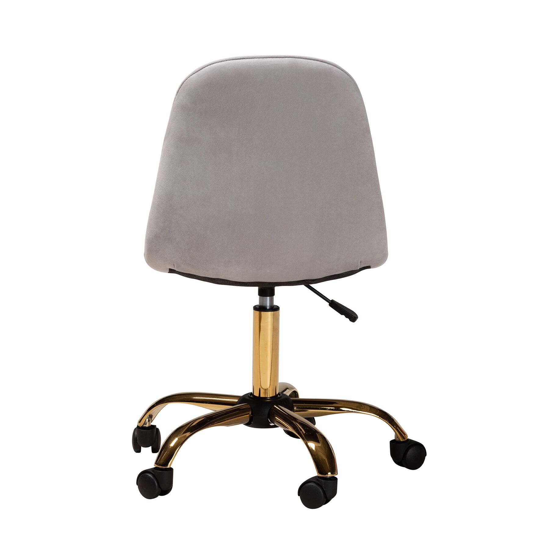 Kabira Contemporary Glam And Luxe Blush Pink Velvet Fabric And Gold Metal Swivel Office Chair, , alternate image number 3