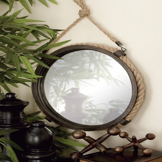 Set Of 2 Brown Metal Rustic Wall Mirrors, , alternate image number null