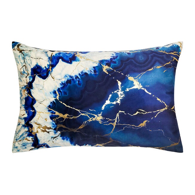 Edie@Home Velvet Geode Metallic Lumbar Decorative Pillow Dec Pillow, MEDIUM BLUE, hi-res image number null